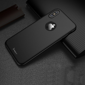 Husa Apple iPhone X FullBody Elegance Luxury iPaky Black acoperire completa 360 grade cu folie de sticla gratis 