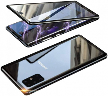 Husa Samsung Galaxy S20 Magnetica 360 Negru Perfect Fit cu spate de sticla securizata premium + folie de sticla pentru ecran 