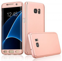 Husa Samsung Galaxy S7 Edge FullBody Elegance Luxury Rose-Gold acoperire completa 360 grade cu folie de protectie gratis 