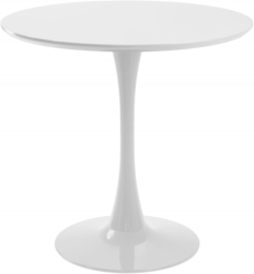 Masa rotunda alba NIKKO D80xh76cm blat MDF melaminat picior si baza metalica 