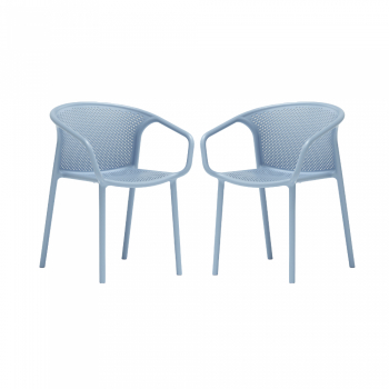 Set 2 scaune dining cu spatar rotunjit Chicago cu aditiv de protectie anti UV 57x57x77cm albastru 