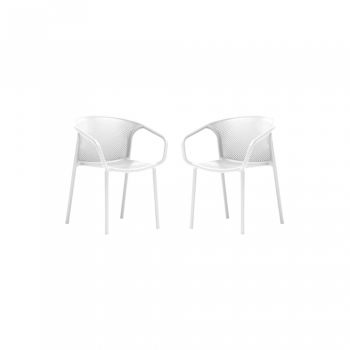 Set 2 scaune dining cu spatar rotunjit Chicago cu aditiv UV protectie impotriva razelor solare 57x57x77cm alb 