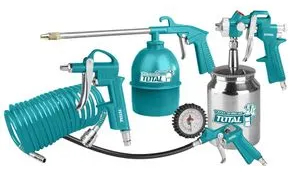 Kit 5 piese TOTAL pentru suflat umflat spalat vopsit si furtun 5m pentru compresor - TOTAL - KIT PENTRU VOPSIT 5 PIESE 
