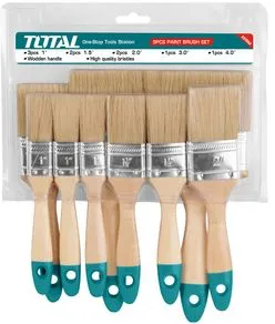 Set 9 pensule pentru vopsit Total - Maner lemn - TOTAL - SET 9 PENSULE PENTRU VOPSIT 