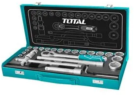 Trusa de chei tubulare TOTAL Industrial- 1/2 cu antrenor - 24 piese - TOTAL - TRUSA DE CHEI TUBULARE 1/2 CU ANTRENOR 24 PIESE INDUSTRIAL 
