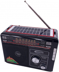 Radio Portabil FM/AM/SW1-2 3 Benzi Antena Retractabila Ceas AUX Accesorii Incluse Lanterna Negru 