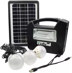 Kit cu panou solar cu 3 becuri portabil bluetooth radio USB 10000mAh 