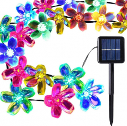 Lumini pentru gradina cu incarcare solara 50 LED 5 metri cu flori multicolor