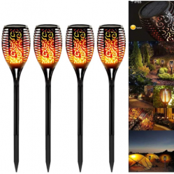 Set 4 x Lampa solara tip torta cu efect flacara 51.5 cm 12 Leduri 