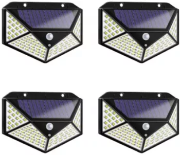 Set 4 x Lampi solare 100 LED cu senzor de miscare 600LM 3 moduri de functionare 1800mAh 