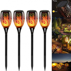 Set 4x Lampa solara tip torta cu efect flacara 49 cm 