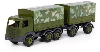 Camion militar cu prelata si remorca - SuperTruck 71x16x22 cm 
