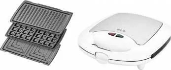 Sandwich-maker ECG S 399 3in1 alb 700W 3 tipuri de placi detasabile