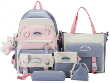 Set 5 piese pentru elevi cu accesorii din panza 44x31x15cm multicolor 