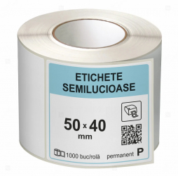 Rola etichete autoadezive semilucioase 50x40 mm adeziv permanent 1000 etichete rola 