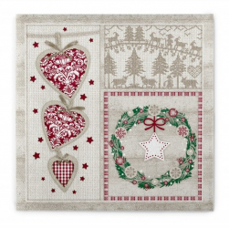 Servetele de masa festive Linclass pentru Craciun/Revelion - Benita coronita de Craciun inimioare / 40 x 40 cm / 50 buc 