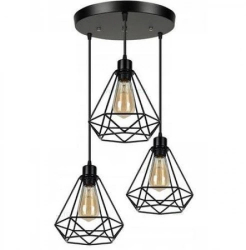 Corp de iluminat vintage lustra 3 pendule e27 negru metal II1959 