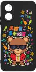 Husa BestCase compatibila Cu OPPO A38 4G Awesome Teddy Bear SLIM 1.2MM Microfibra Negru PB 921 