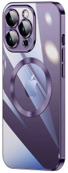 Husa Luxury MagSafe compatibila cu iPhone 15 Pro Max Full protection Margini colorate Mov 