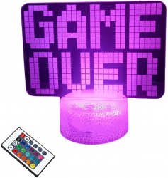 Lampa de veghe 3D GameOver Efect 4 Moduri 16 culori luminozitate reglabila Cu Telecomanda Multicolor 
