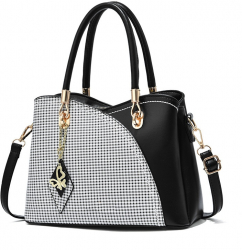 Geanta de dama eleganta de buna calitate GIDA-CRIS GC179 neagra cu carouri geanta care atrage privirile 