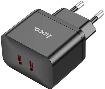 Incarcator retea Dual Type-C Hoco N29 Incarcare Rapida PD 35W 2 porturi x USB-C Telefon Tableta Baterie Externa negru 