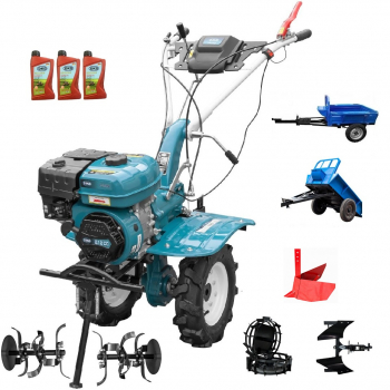 Motocultor Profesional Dkd Hs 1000B. Motor 7 Cp. Remorca Dkd Ly 500. Roti Metalice. Plug Reversibil. Rarita Reglabila 