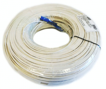 Patch cord optic pentru interior format din cablu FTTH DROP ALB 2xG657A1 manta alba LSZH conectorizat la ambele capete cu cate un conector 