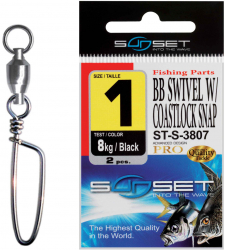 Agrafa Vartej Rulment MMT Sunset ST-S-3807 No.2 22kg BB Swivel Coastlock Snap 