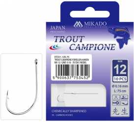 Carlige FHP Mikado Legate - Trout Campione Nr 2 Ni / Fir 0.25Mm/150Cm - 10Buc 