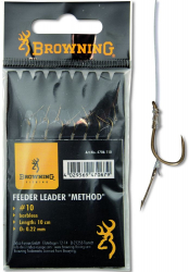 Carlige Legate MMT Browning Barbless No.10 10cm 0.22mm Pin Feeder Leader Method 