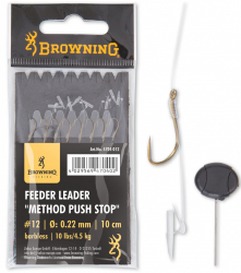 Carlige Legate MMT Browning Barbless No.18 10cm 0.22mm Feeder Leader Method Push Stop 