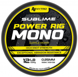 Fir Monofilament MMT Nytro 100m Sublime Power Rig Mono Diametru fir 0.11mm Dimensiune rola 100m Rezistenta la nod 1.0kg 