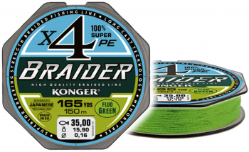 Fir Textil MMT Konger Braider X4 0.08mm 5.2kg 150m Fluo Green 