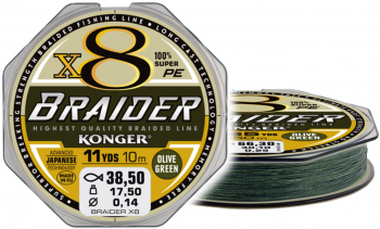 Fir Textil MMT Konger Rigging Line Braider X8 0.04mm 4.05kg 10m Olive Green 