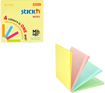 Magic Notes Autoadeziv 76 X 76 Mm 100 File Stickn Magic Notes - 4 Culori Pastel 