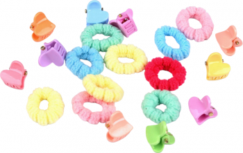 Set 20 accesorii par fetite Crisalida elastice si agrafe inimioare Multicolor 