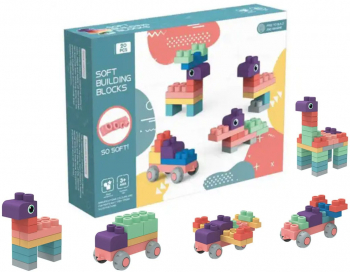 Set 20 blocuri constructie moi plastic multicolor 