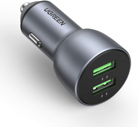 Incarcator auto rapid Ugreen 2x USB 36W incarcare rapida SCP FCP AFC gri CD213 10144
