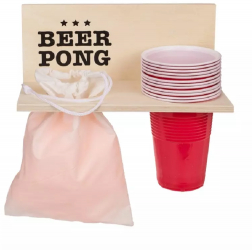 Joc de petrecere Beer Pong cu raft 24 piese Gonga® Rosu 