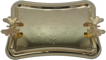 Tavita cu ornament stil turcesc din zamac I17.5xl25xh1.5 cm EHA - Auriu 