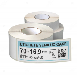 Rola etichete autoadezive semilucioase 70x17 mm adeziv permanent 2000 etichete rola 