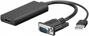 Cablu adaptor VGA+USB - HDMI 0.1m Goobay 