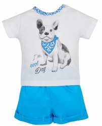 Compleu 2 piese de vara pentru baieti Koala Cool Dog 05-219A 80 cm Alb 