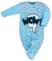 Compleu 2 piese salopeta si bluza pentru baieti Koala Wow 07-411A 68 cm Albastru 
