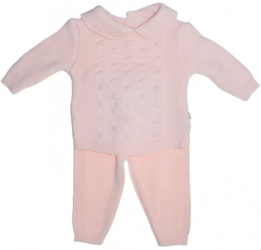 Compleu tricotat 2 piese bluza cu maneca lunga si pantaloni pentru fete Sevgi SVR1411CR-80 Coral 