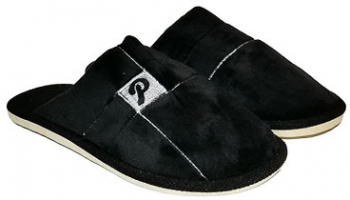 Papuci de casa barbati Peac catifelati cu broderie - Negru 44/45 