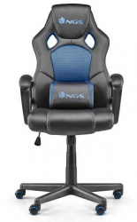 Scaun gaming NGS WASP reglabil pe intalime perna lombar negru albastru
