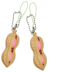 Set 2 jucarii antistres breloc in forma de aluna crem 6 cm Vivo 