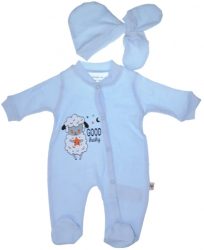 Set 3 piese salopeta cu maneca lunga caciula si manusi pentru baieti Little Life DL127-50 Albastru